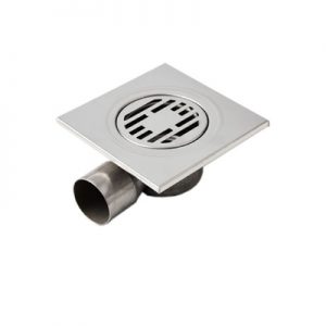 Трап из нежарвеющей стали квадратный с горизонтальным (угловым) выпуском O50 Размер: 10см*10см BAD011002