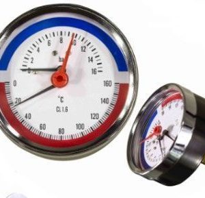 Термо-манометр аксиального подключения, до 16 бар Y-80T-16